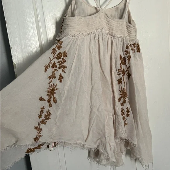 FP Embroidered Cream and Brown Sleeveless Top slip mini dress - Picture 12 of 17